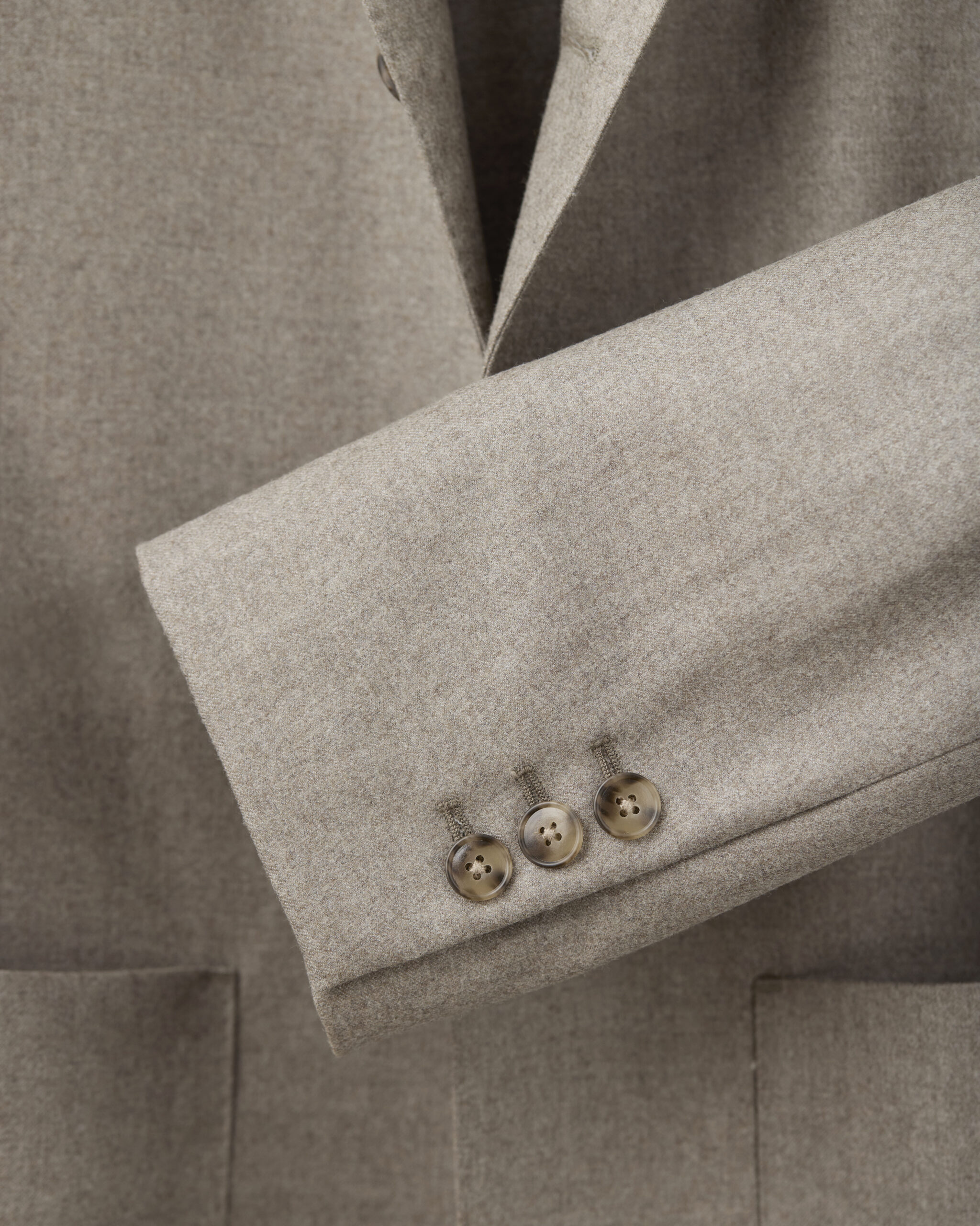 The Metroplitan custom made soft jacket in earth taupe wool flannel image 5
